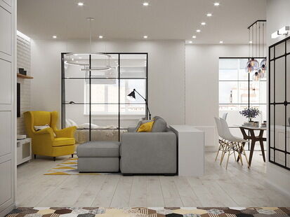 Фото № 5: Дизайн-проект кухни-гостиной 23.7  м² Скандинавский стиль для ЖК Московский