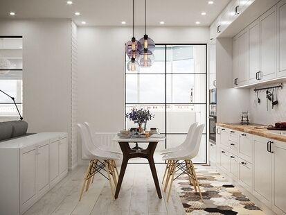 Фото № 3: Дизайн-проект кухни-гостиной 23.7  м² Скандинавский стиль для ЖК Московский