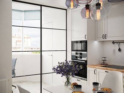 Фото № 2: Дизайн-проект кухни-гостиной 23.7  м² Скандинавский стиль для ЖК Московский