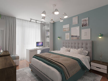 Фото № 1: Дизайн-проект спальни 16.4  м² Скандинавский стиль для ЖК Летний Сад