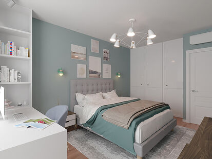 Фото № 3: Дизайн-проект спальни 16.4  м² Скандинавский стиль для ЖК Летний Сад