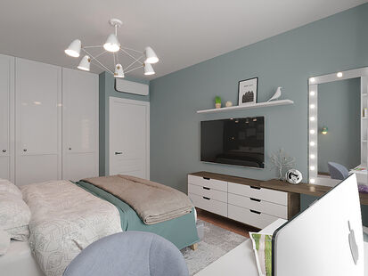 Фото № 4: Дизайн-проект спальни 16.4  м² Скандинавский стиль для ЖК Летний Сад