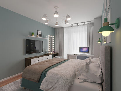 Фото № 2: Дизайн-проект спальни 16.4  м² Скандинавский стиль для ЖК Летний Сад