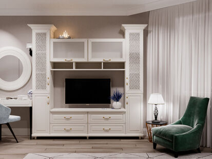 Фото № 4: Дизайн-проект спальни 18.48  м² Стиль Современная классика для ЖК Новое Домодедово