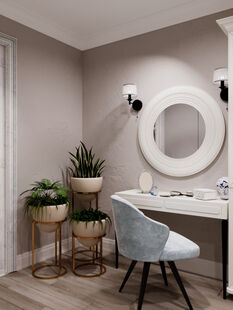 Фото № 3: Дизайн-проект спальни 18.48  м² Стиль Современная классика для ЖК Новое Домодедово