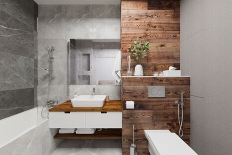 Фото № 1: Дизайн-проект совмещенного санузла 5.6  м² Стиль Модернизм для ЖК Летний Сад