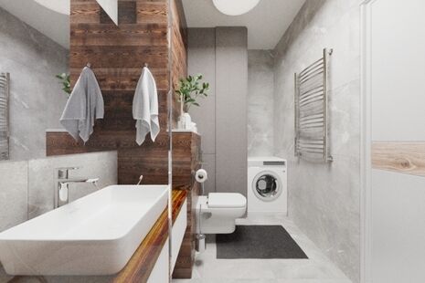 Фото № 3: Дизайн-проект совмещенного санузла 5.6  м² Стиль Модернизм для ЖК Летний Сад