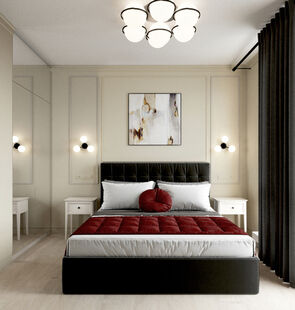 Фото № 1: Дизайн-проект спальни 13.5  м² Стиль Современная классика для ЖК Хорошевский