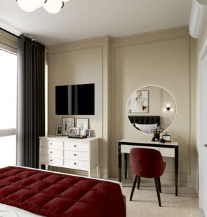 Фото № 2: Дизайн-проект спальни 13.5  м² Стиль Современная классика для ЖК Хорошевский