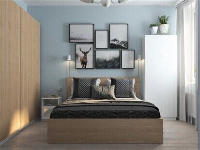 Фото № 1: Дизайн-проект спальни 10.27  м² Скандинавский стиль для ЖК Квартал Тетрис