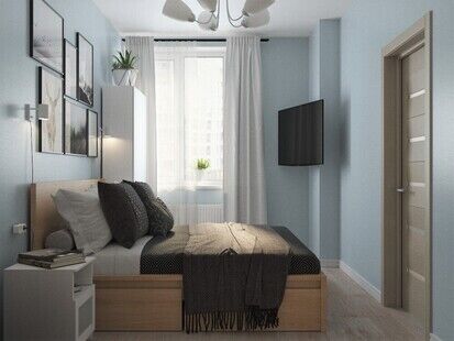 Фото № 2: Дизайн-проект спальни 10.27  м² Скандинавский стиль для ЖК Квартал Тетрис