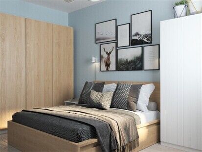 Фото № 3: Дизайн-проект спальни 10.27  м² Скандинавский стиль для ЖК Квартал Тетрис