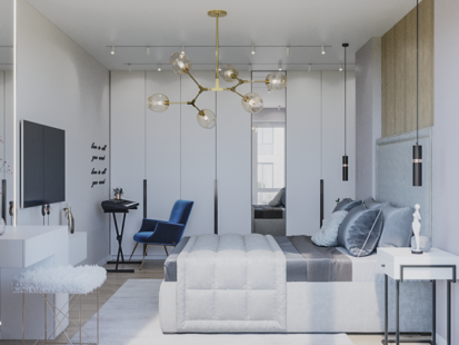 Фото № 4: Дизайн-проект спальни 16.55  м² Стиль Контемпорари для ЖК Московский