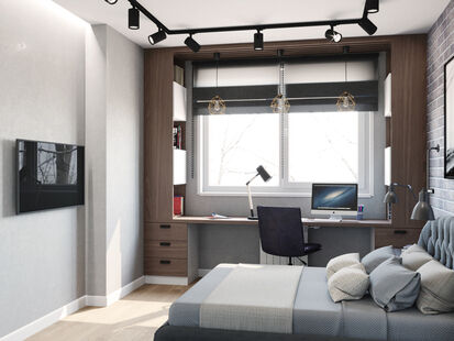 Фото № 3: Дизайн-проект спальни 11.52  м² Стиль Лофт для ЖК UP-квартал Римский