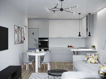 Фото № 5: Дизайн-проект кухни-гостиной 20.63  м² Стиль Модернизм для ЖК Саларьево Парк