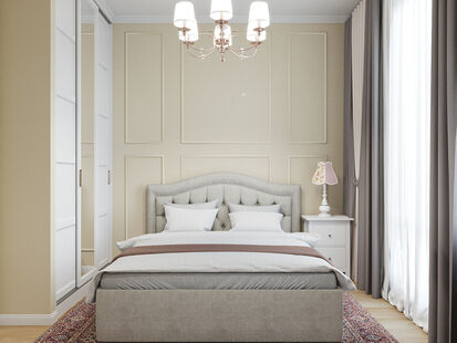 Фото № 1: Дизайн-проект спальни 10.43  м² Стиль Современная классика для ЖК Испанские кварталы