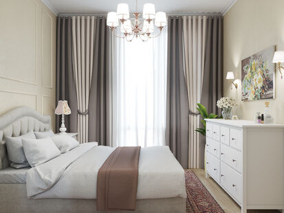 Фото № 4: Дизайн-проект спальни 10.43  м² Стиль Современная классика для ЖК Испанские кварталы