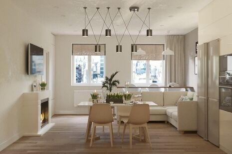 Фото № 1: Дизайн-проект кухни-гостиной 27.5  м² Скандинавский стиль для ЖК Подрезково