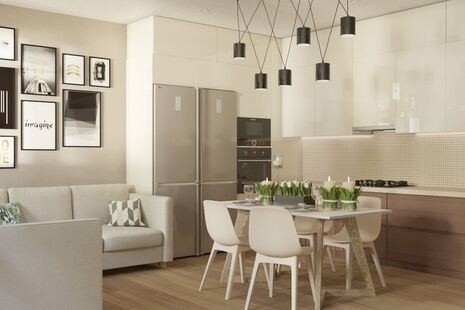 Фото № 3: Дизайн-проект кухни-гостиной 27.5  м² Скандинавский стиль для ЖК Подрезково