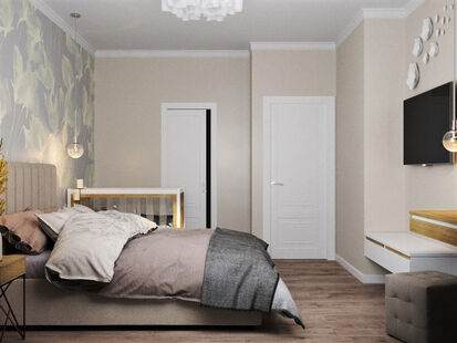 Фото № 4: Дизайн-проект спальни 12.65  м² Стиль Контемпорари для ЖК Хорошевский