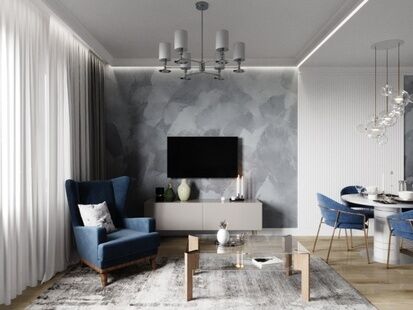 Фото № 4: Дизайн-проект кухни-гостиной 30.6  м² Стиль Модернизм для ЖК Люблинский Парк