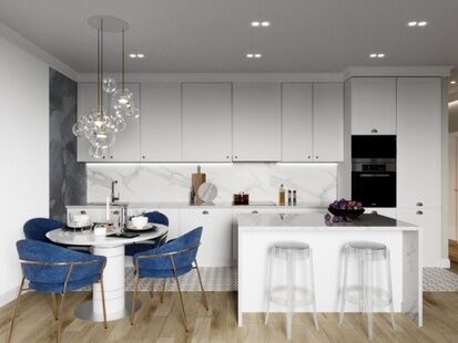 Фото № 3: Дизайн-проект кухни-гостиной 30.6  м² Стиль Модернизм для ЖК Люблинский Парк