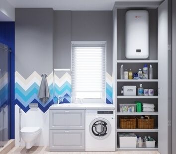 Фото № 6: Дизайн-проект однокомнатной квартиры 29.65  м² Средиземноморский стиль для ЖК Московский