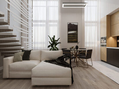 Фото № 1: Дизайн-проект двухкомнатной квартиры 68.14  м² Современный стиль для ЖК Тесла парк