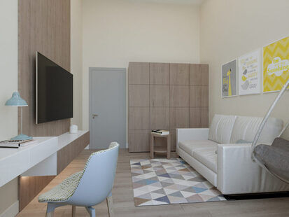 Фото № 2: Дизайн-проект двухкомнатной квартиры 68.14  м² Современный стиль для ЖК Тесла парк