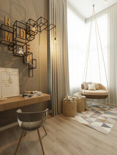 Фото № 4: Дизайн-проект трехкомнатной квартиры 66.5  м² Современный стиль для ЖК Тесла Парк