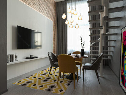 Фото № 1: Дизайн-проект евро двухкомнатной квартиры 38.51  м² Современный стиль для ЖК Тесла Парк