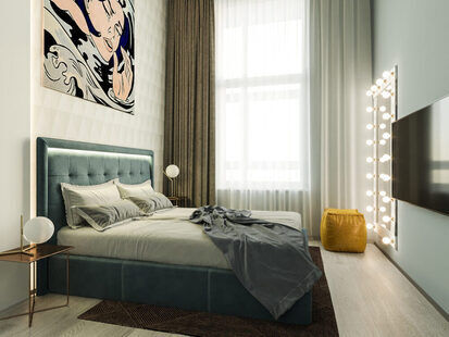 Фото № 2: Дизайн-проект евро двухкомнатной квартиры 38.51  м² Современный стиль для ЖК Тесла Парк