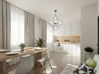 Фото № 1: Дизайн-проект двухкомнатной квартиры 62.2  м² Скандинавский стиль для ЖК  Жуков GRAND