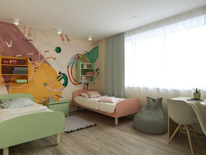 Фото № 2: Дизайн-проект однокомнатной квартиры 64.6  м² Современный стиль для ЖК  Жуков GRAND