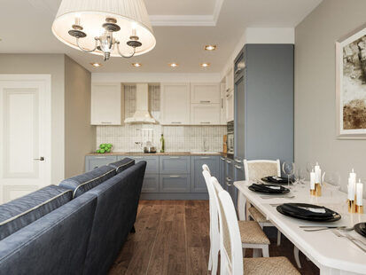 Фото № 5: Дизайн-проект евро трехкомнатной квартиры 61.17  м² стиль Современная классика для ЖК  Жуков GRAND