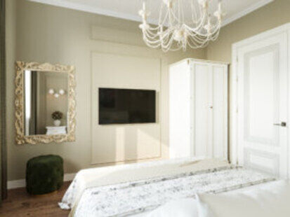 Фото № 4: Дизайн-проект евро трехкомнатной квартиры 61.17  м² стиль Современная классика для ЖК  Жуков GRAND