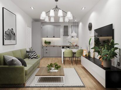 Фото № 1: Дизайн-проект евро трехкомнатной квартиры 56.73  м² Скандинавский стиль для ЖК  Жуков GRAND