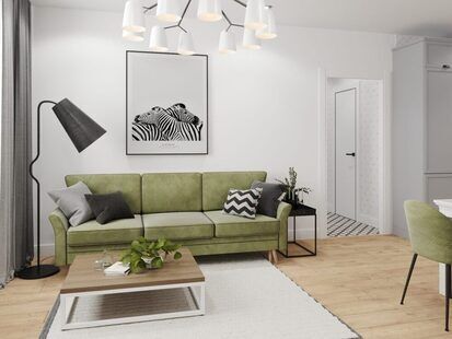 Фото № 3: Дизайн-проект евро трехкомнатной квартиры 56.73  м² Скандинавский стиль для ЖК  Жуков GRAND