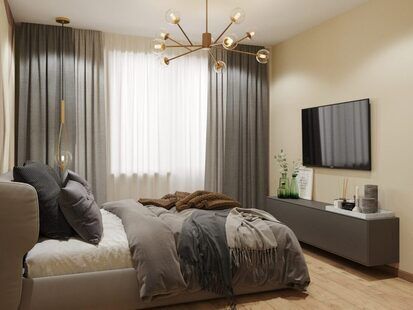 Фото № 2: Дизайн-проект однокомнатной квартиры 38.97  м² стиль Модернизм для ЖК  Жуков GRAND