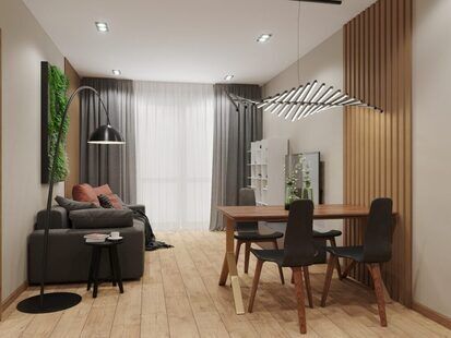 Фото № 4: Дизайн-проект однокомнатной квартиры 38.97  м² стиль Модернизм для ЖК  Жуков GRAND