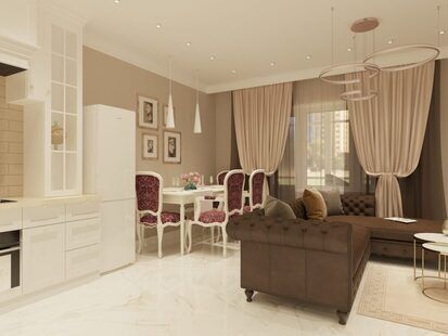 Фото № 1: Дизайн-проект трехкомнатной квартиры 88.73  м² стиль Современная классика для ЖК  Жуков GRAND