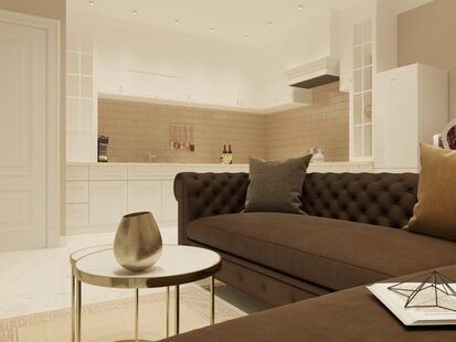 Фото № 2: Дизайн-проект трехкомнатной квартиры 88.73  м² стиль Современная классика для ЖК  Жуков GRAND