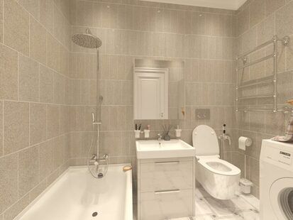 Фото № 3: Дизайн-проект трехкомнатной квартиры 88.73  м² стиль Современная классика для ЖК  Жуков GRAND