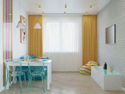 Фото № 6: Дизайн-проект двухкомнатной квартиры 54.1  м² стиль Поп-арт для ЖК  Жуков GRAND