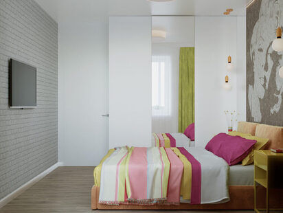 Фото № 5: Дизайн-проект двухкомнатной квартиры 54.1  м² стиль Поп-арт для ЖК  Жуков GRAND