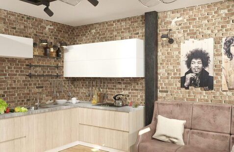 Фото № 5: Дизайн-проект однокомнатной квартиры 42.1  м² стиль Лофт для ЖК  Жуков GRAND