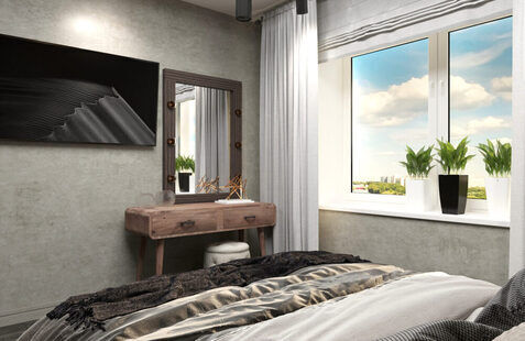 Фото № 4: Дизайн-проект однокомнатной квартиры 42.1  м² стиль Лофт для ЖК  Жуков GRAND