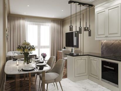 Фото № 1: Дизайн-проект двухкомнатной квартиры 61.1  м² стиль Современная классика для ЖК  Жуков GRAND