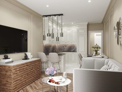 Фото № 6: Дизайн-проект двухкомнатной квартиры 61.1  м² стиль Современная классика для ЖК  Жуков GRAND