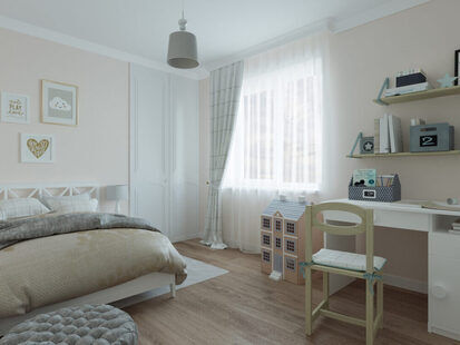 Фото № 3: Дизайн-проект трехкомнатной квартиры 82.1  м² стиль Современная классика для ЖК  Жуков GRAND